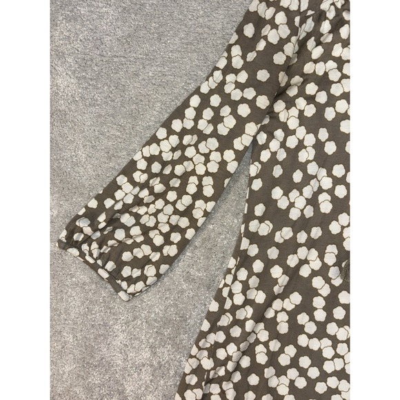 boden lyocell wool blouse tan white print soft tassel peasant sleeve - Picture 4 of 11